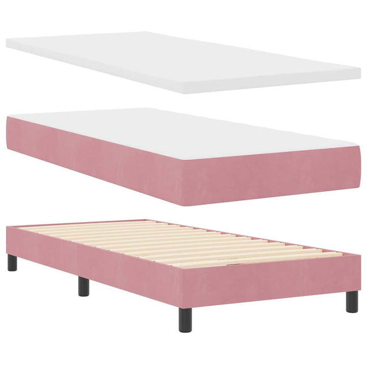 Box spring seng med hovedgærde Lyserød 190 x 90 cm Fløjl