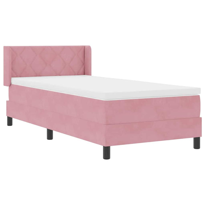 Box spring seng med hovedgærde Lyserød 190 x 90 cm Fløjl