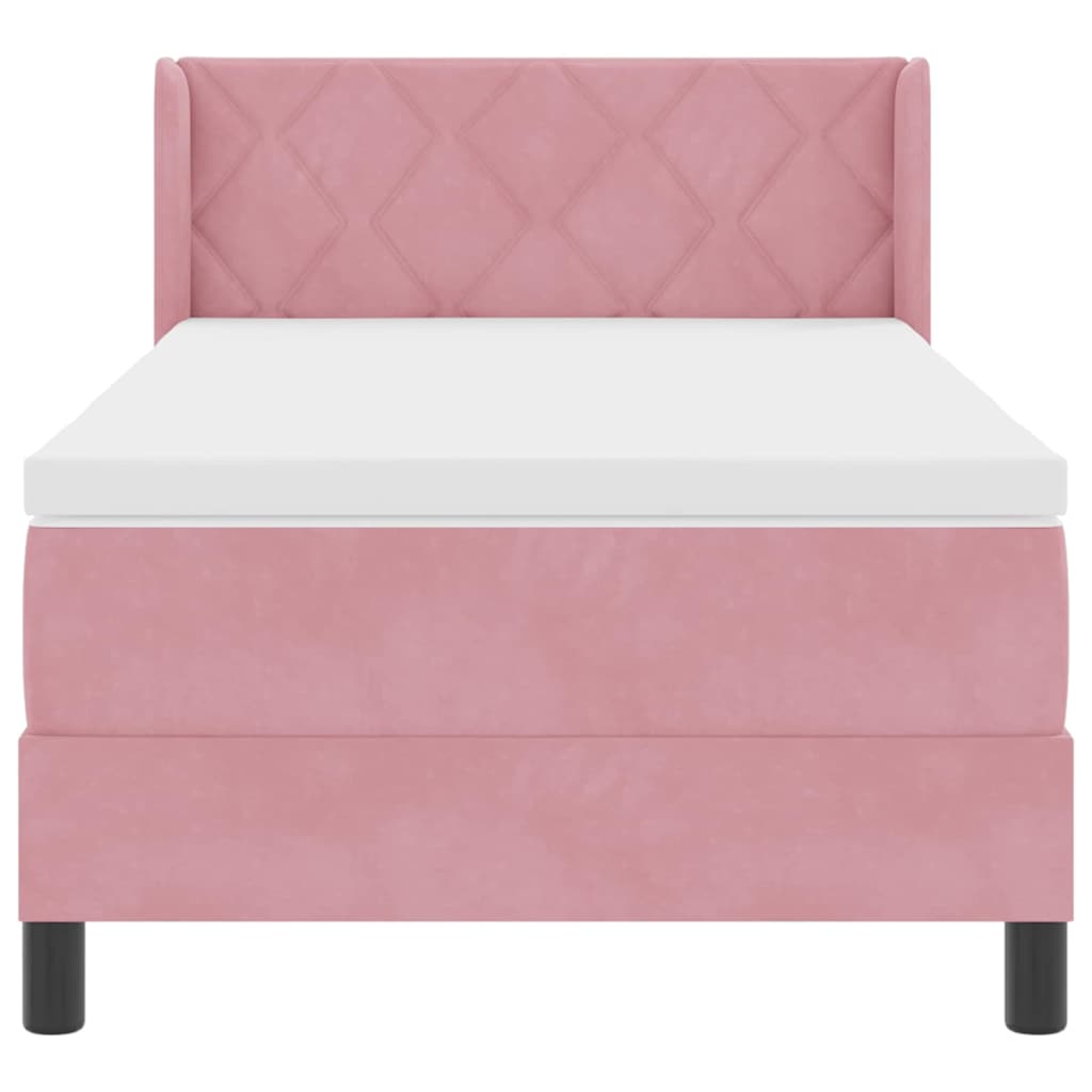 Box spring seng med hovedgærde Lyserød 190 x 90 cm Fløjl