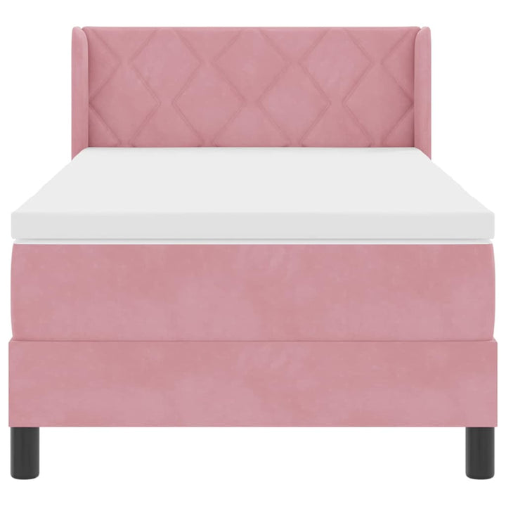 Box spring seng med hovedgærde Lyserød 190 x 90 cm Fløjl