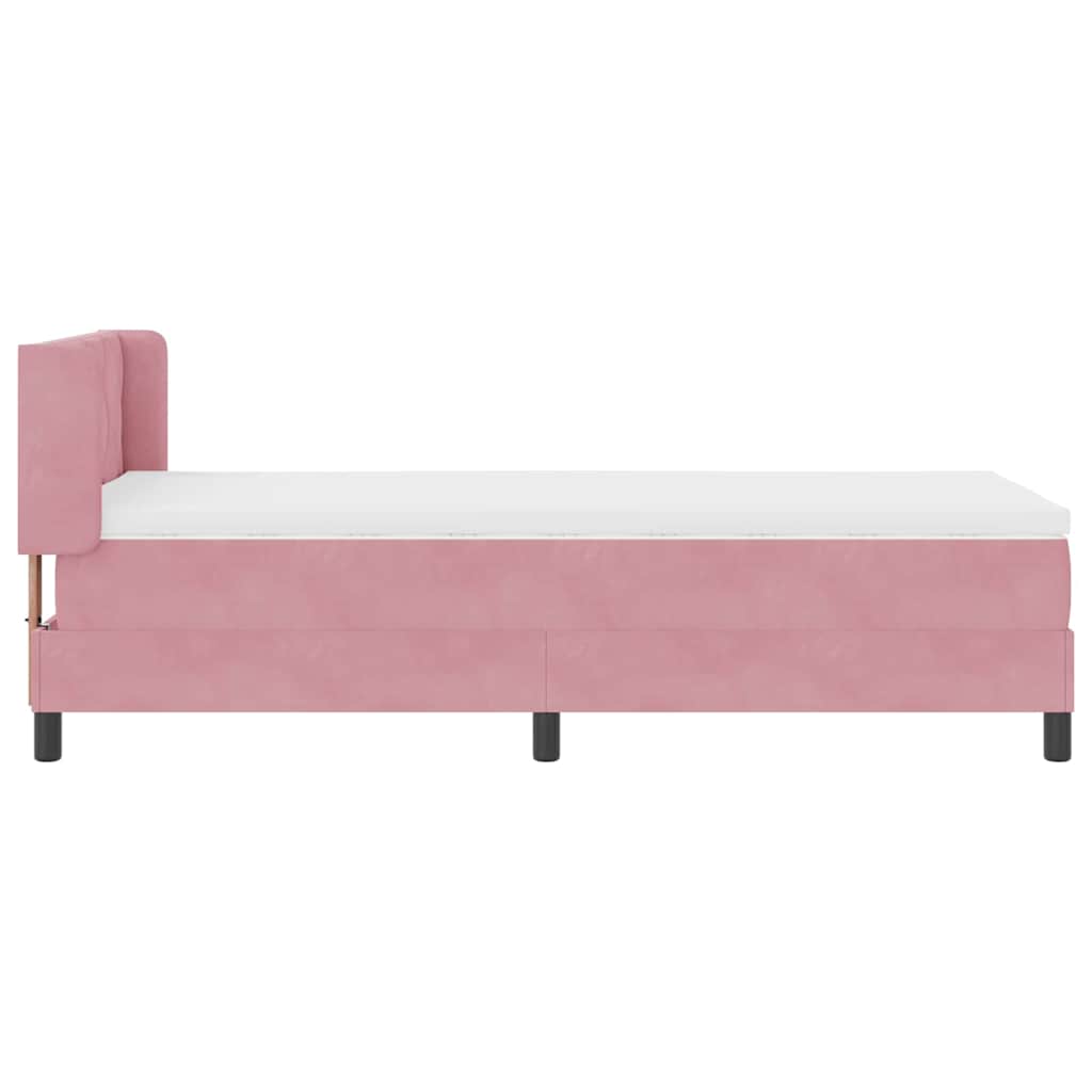 Box spring seng med hovedgærde Lyserød 190 x 90 cm Fløjl