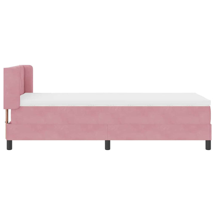Box spring seng med hovedgærde Lyserød 190 x 90 cm Fløjl
