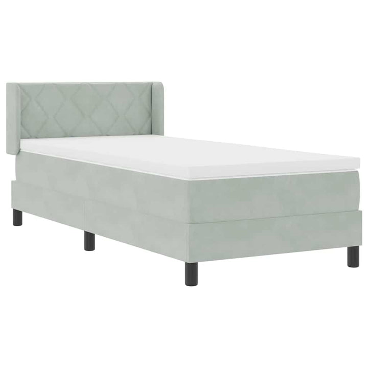 Box spring seng med hovedgærde Lysegrå 200 x 90 cm Fløjl