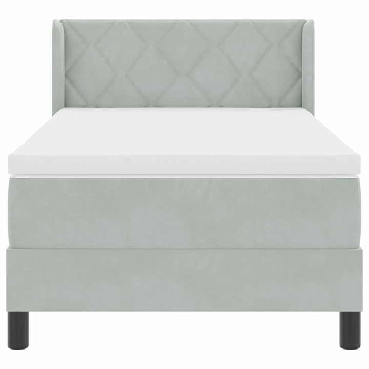 Box spring seng med hovedgærde Lysegrå 200 x 90 cm Fløjl