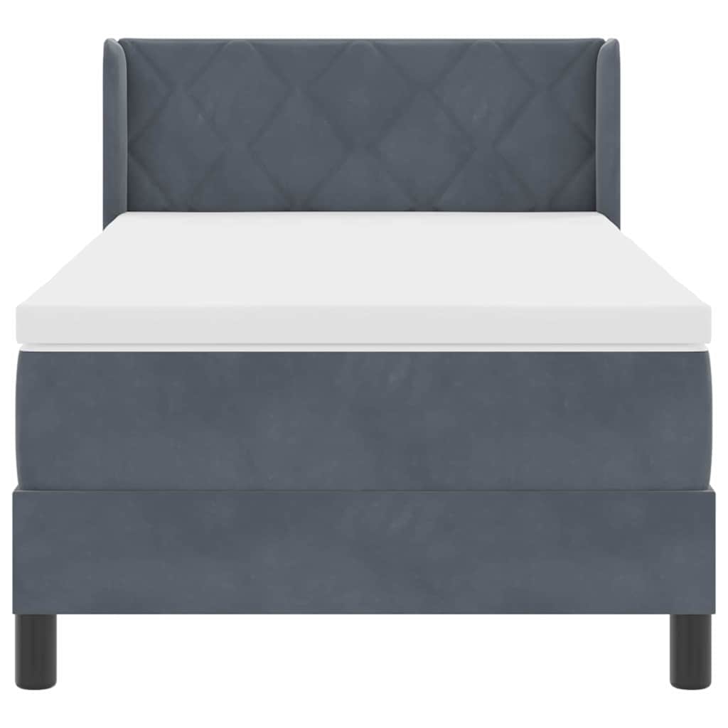 Box spring seng med hovedgærde Mørkegrå 200 x 90 cm Fløjl