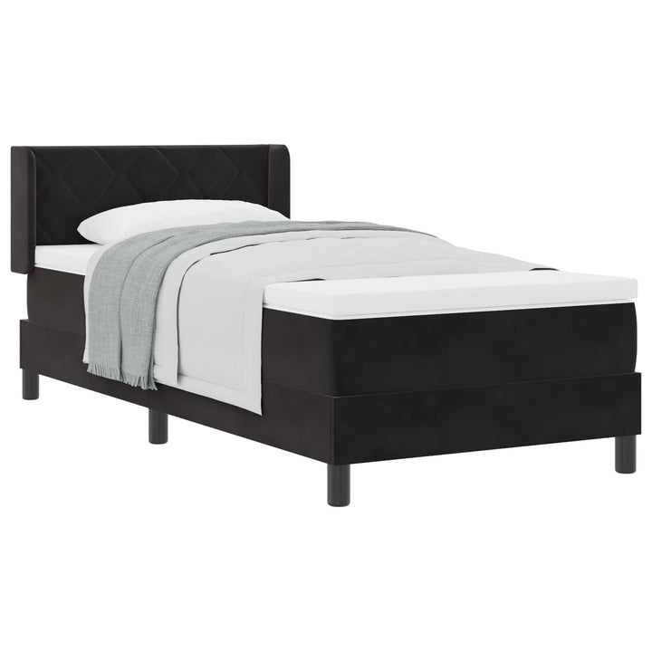 Box spring seng med hovedgærde Sort 200 x 90 cm Fløjl