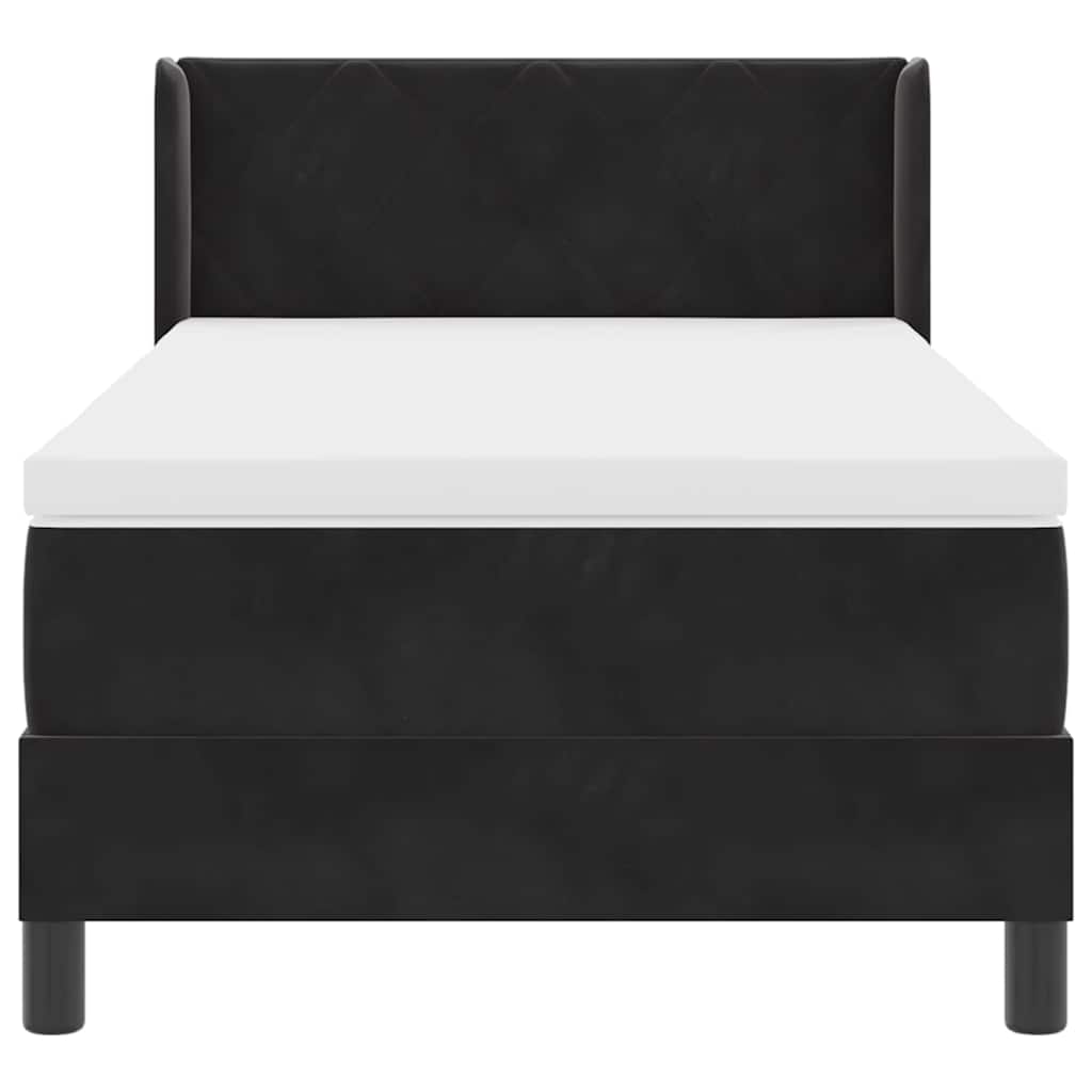 Box spring seng med hovedgærde Sort 200 x 90 cm Fløjl