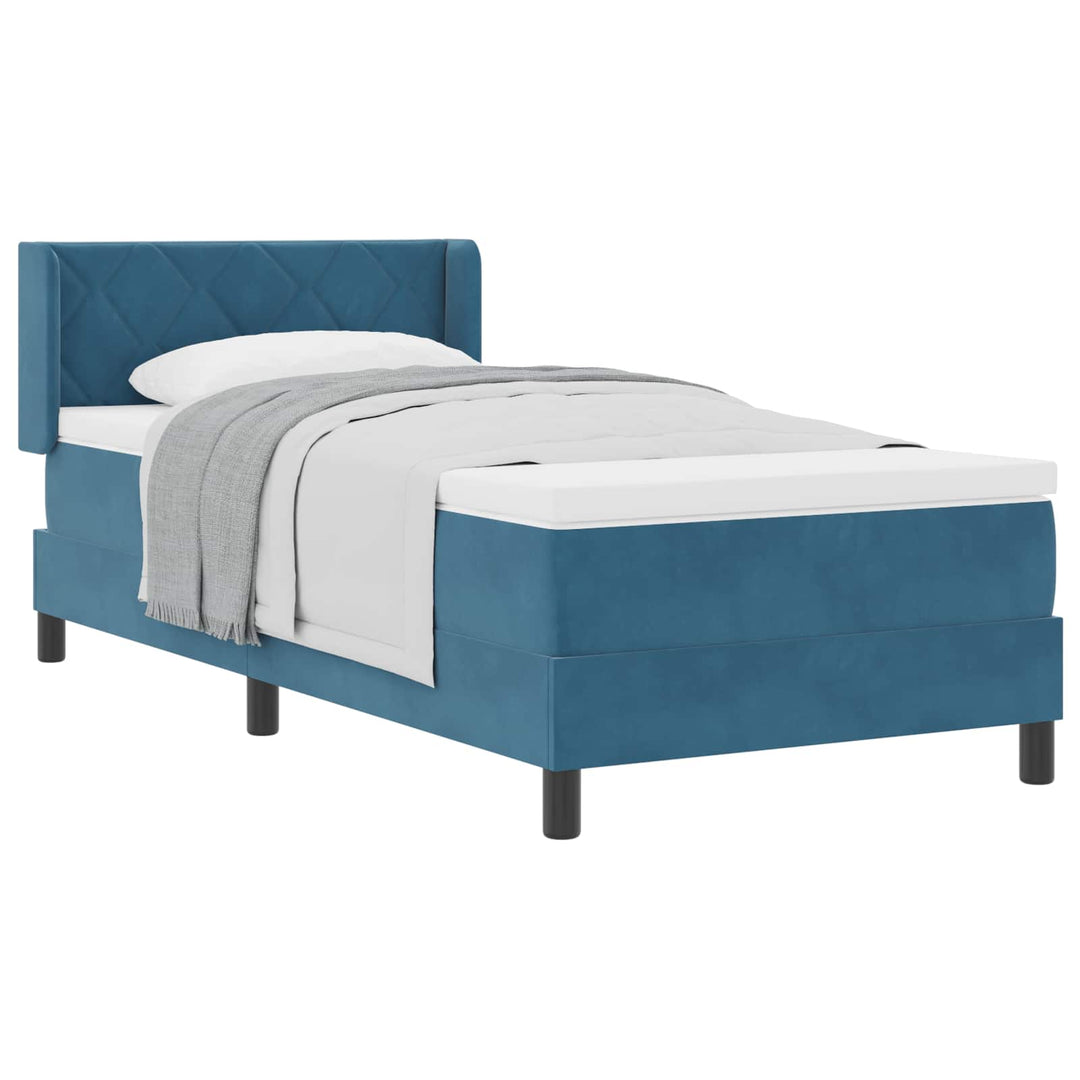 Box spring seng med hovedgærde Mørk blå 200 x 90 cm Fløjl