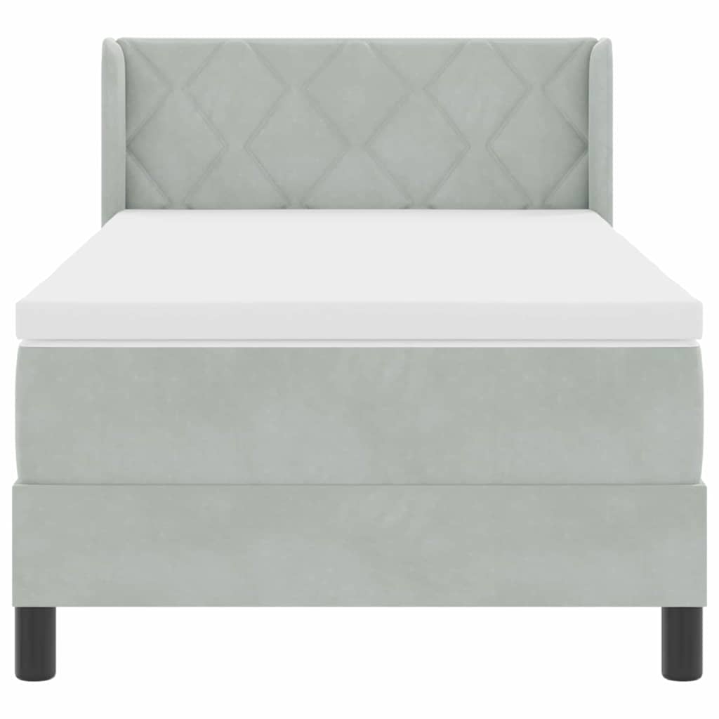 Box spring seng med hovedgærde Lysegrå 200 x 100 cm Fløjl