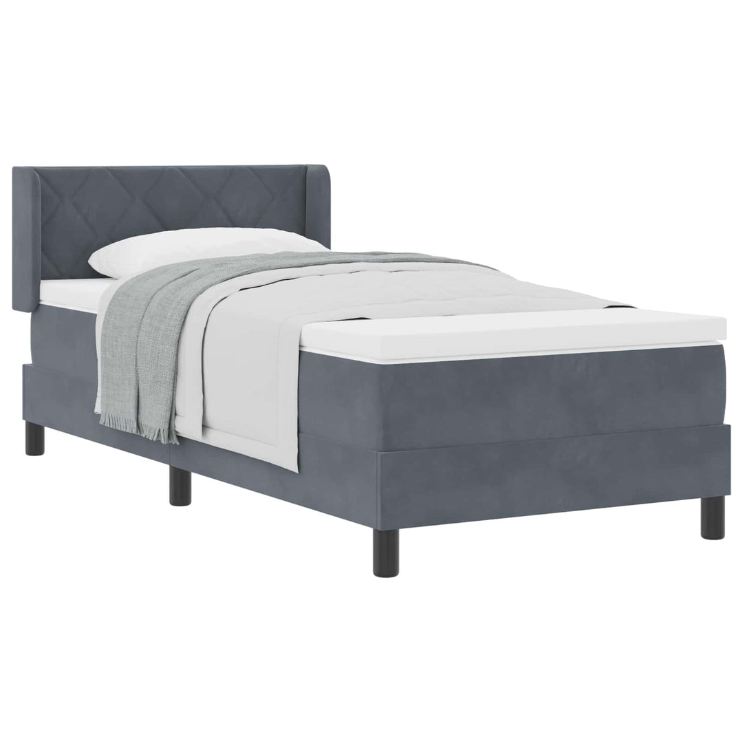 Box spring seng med hovedgærde Mørkegrå 200 x 100 cm Fløjl