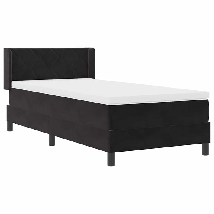 Box spring seng med hovedgærde Sort 200 x 100 cm Fløjl