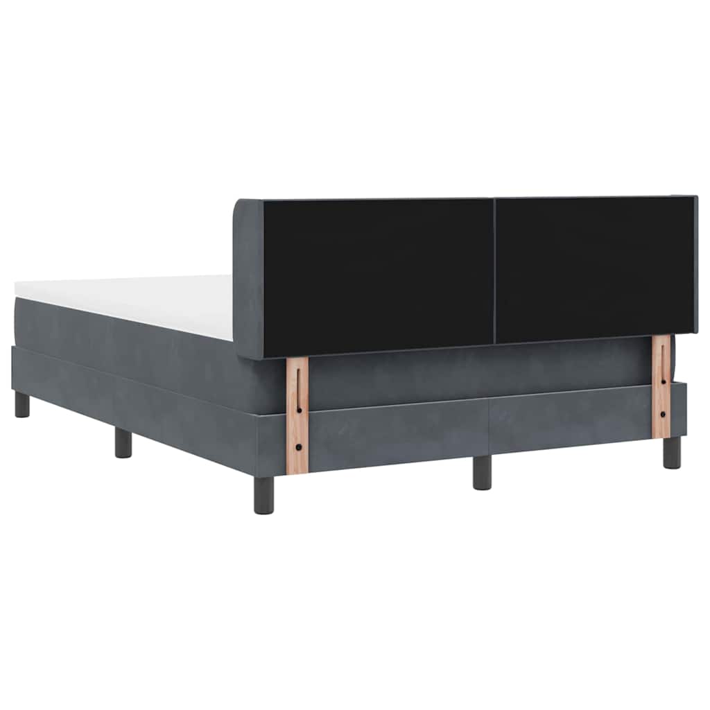 Box spring seng med hovedgærde Mørkegrå 190 x 140 cm Fløjl