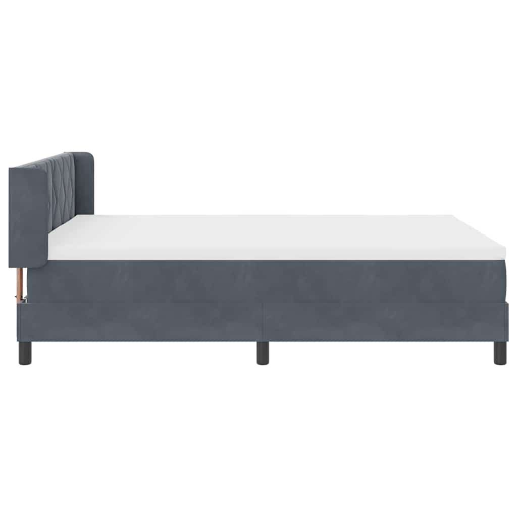Box spring seng med hovedgærde Mørkegrå 190 x 140 cm Fløjl