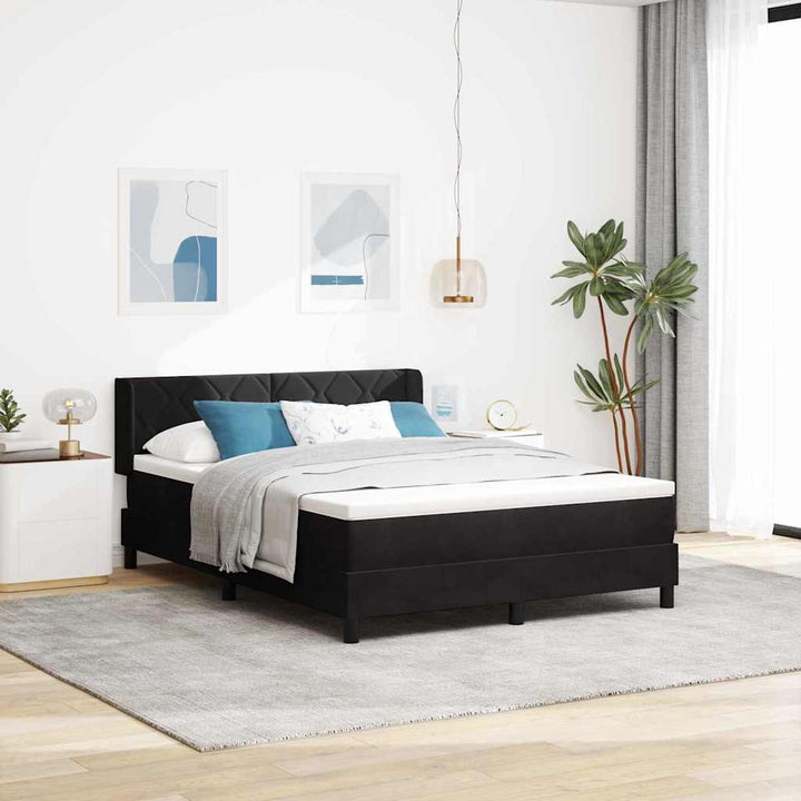 Box spring seng med hovedgærde Sort 190 x 140 cm Fløjl