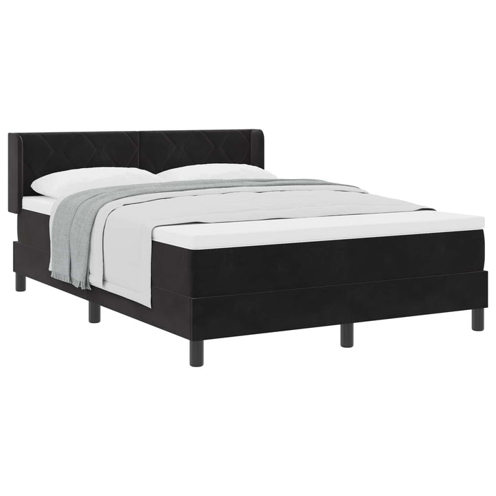 Box spring seng med hovedgærde Sort 190 x 140 cm Fløjl