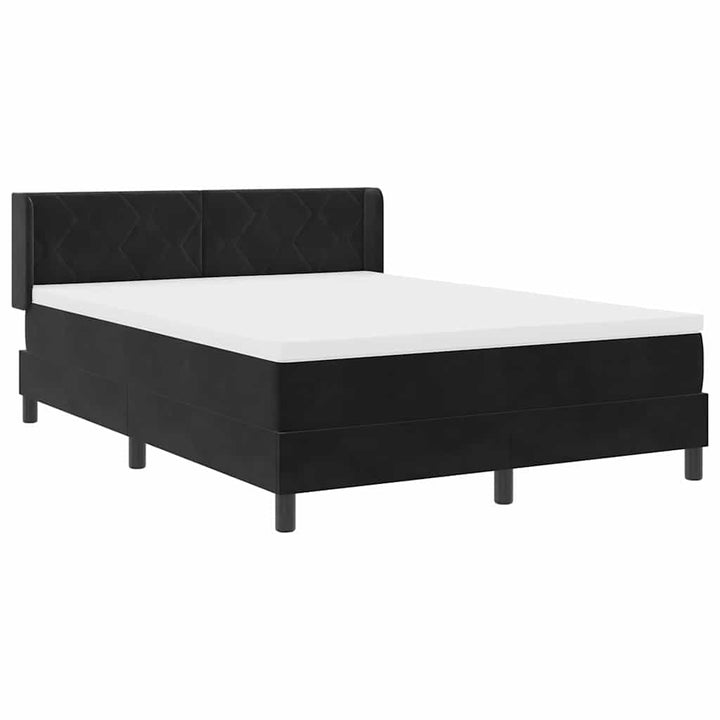 Box spring seng med hovedgærde Sort 190 x 140 cm Fløjl