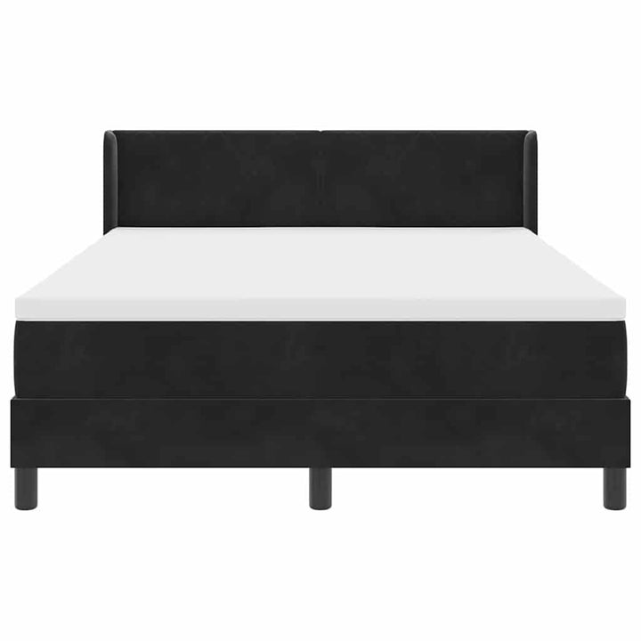 Box spring seng med hovedgærde Sort 190 x 140 cm Fløjl