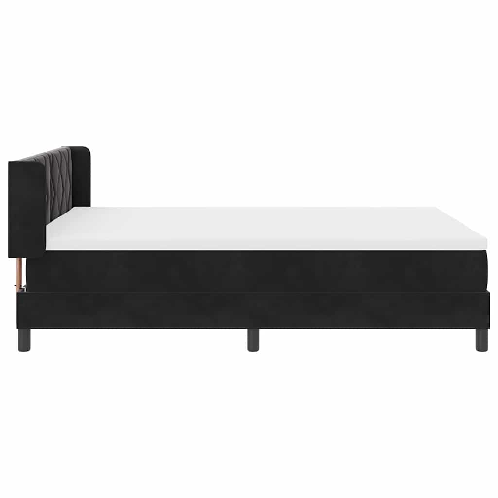 Box spring seng med hovedgærde Sort 190 x 140 cm Fløjl