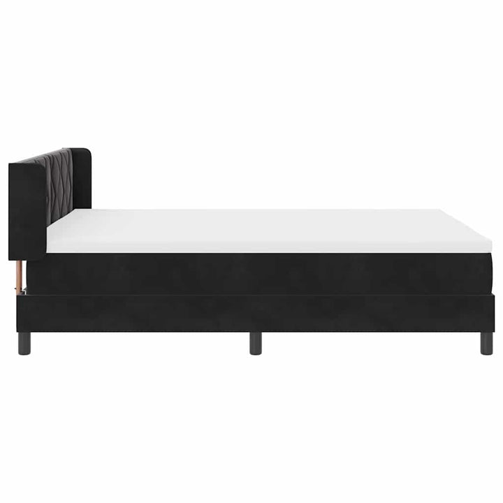 Box spring seng med hovedgærde Sort 190 x 140 cm Fløjl