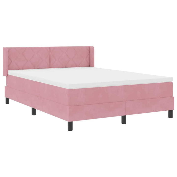 Box spring seng med hovedgærde Lyserød 190 x 140 cm Fløjl