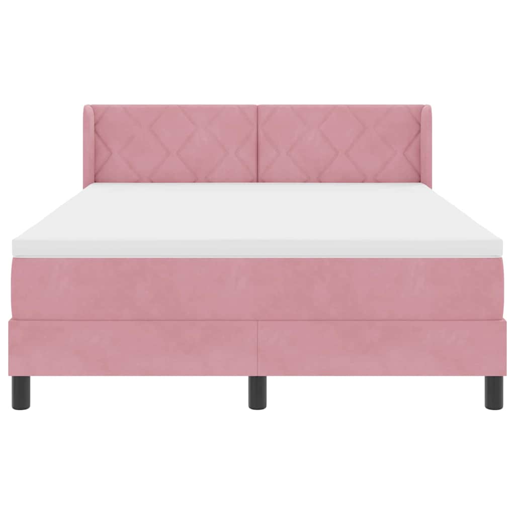 Box spring seng med hovedgærde Lyserød 190 x 140 cm Fløjl