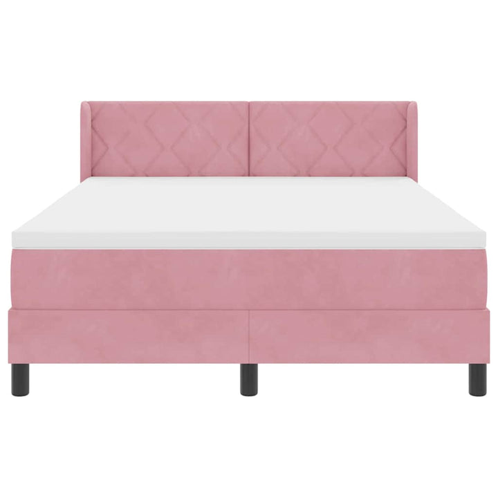 Box spring seng med hovedgærde Lyserød 190 x 140 cm Fløjl