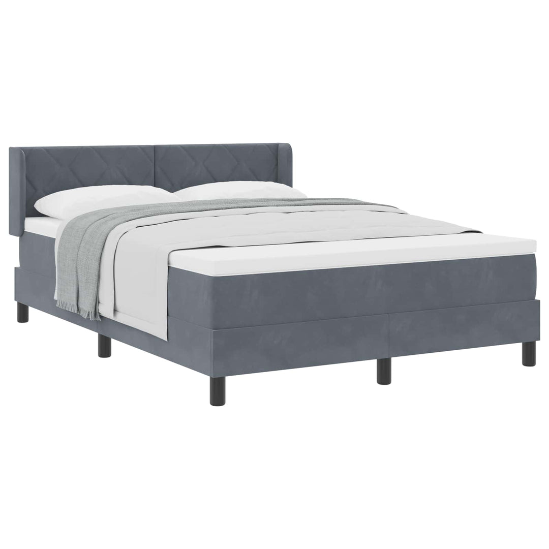 Box spring seng med hovedgærde Mørkegrå 200 x 140 cm Fløjl