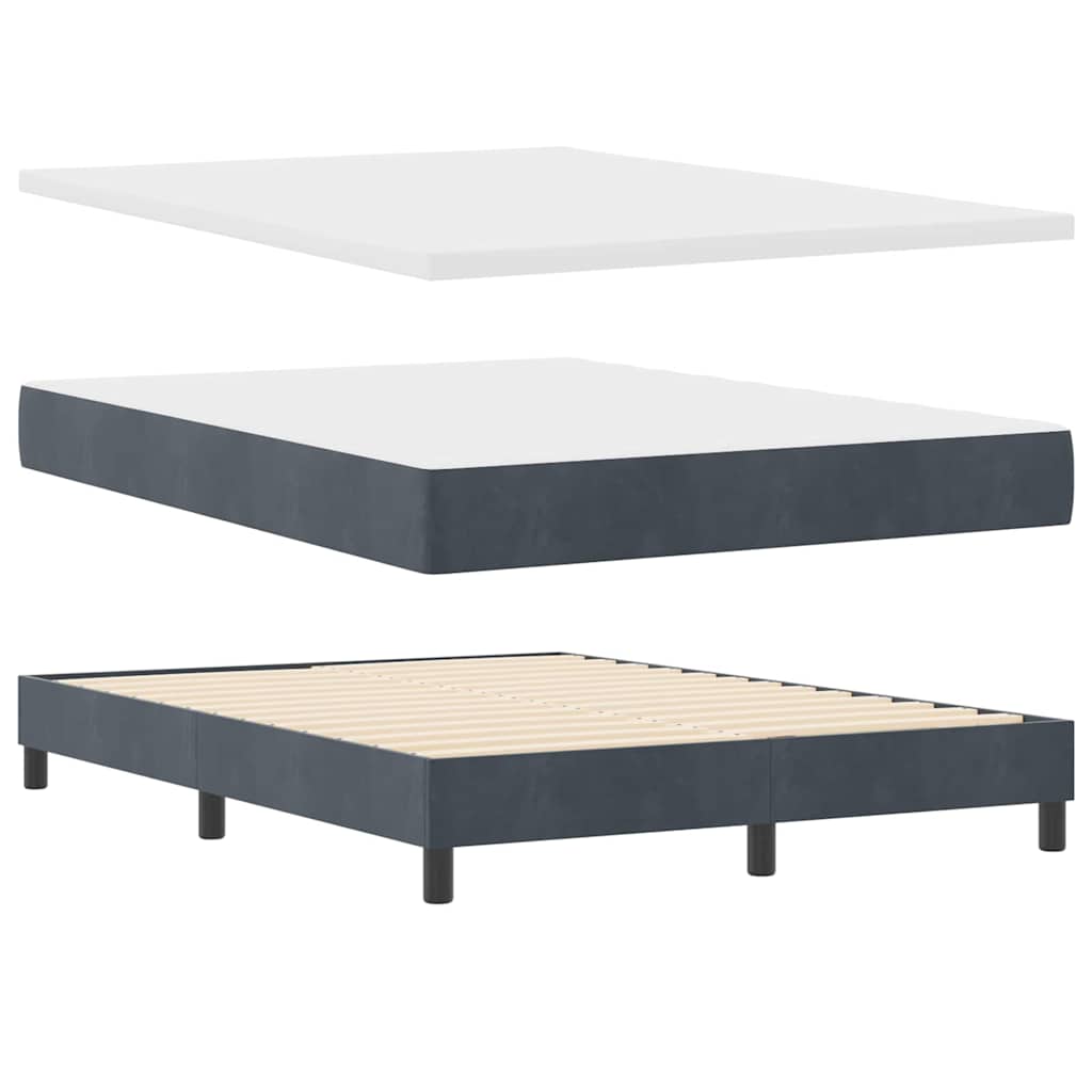 Box spring seng med hovedgærde Mørkegrå 200 x 140 cm Fløjl