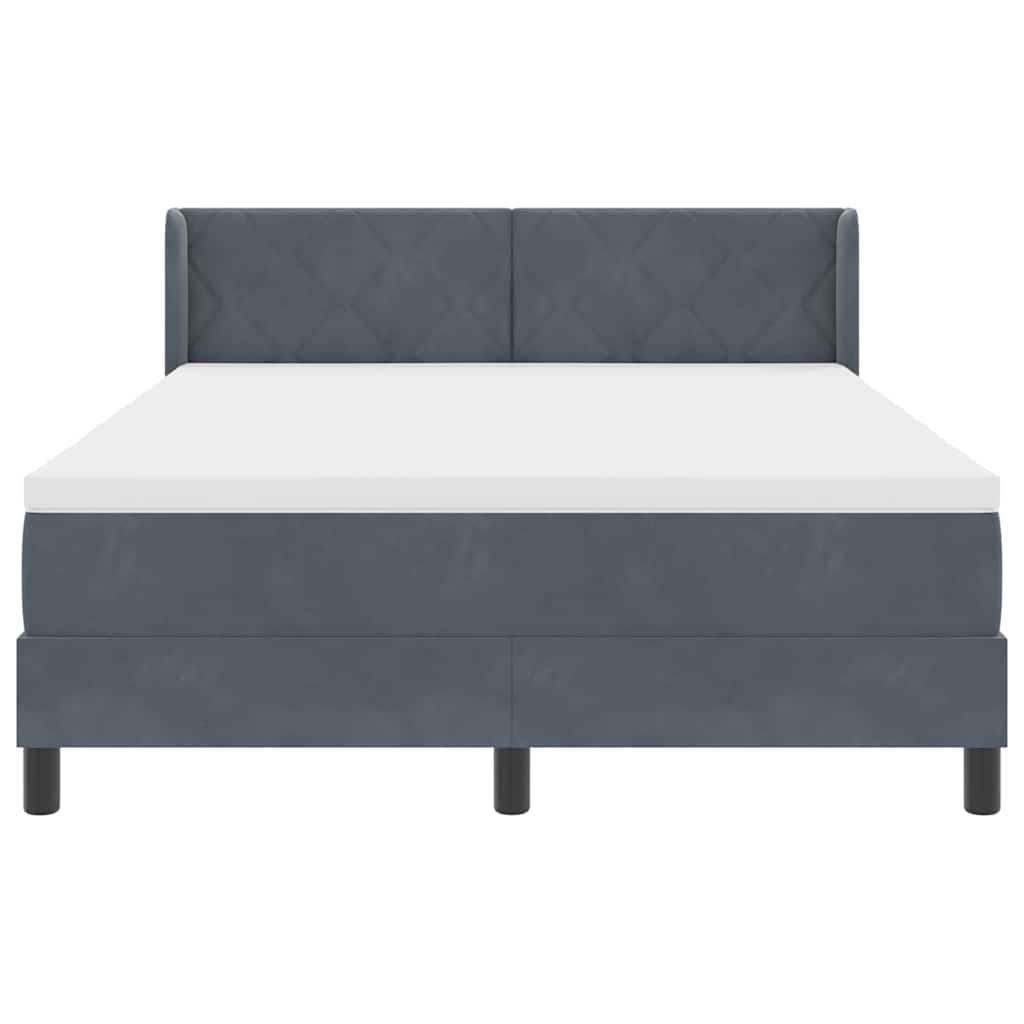 Box spring seng med hovedgærde Mørkegrå 200 x 140 cm Fløjl