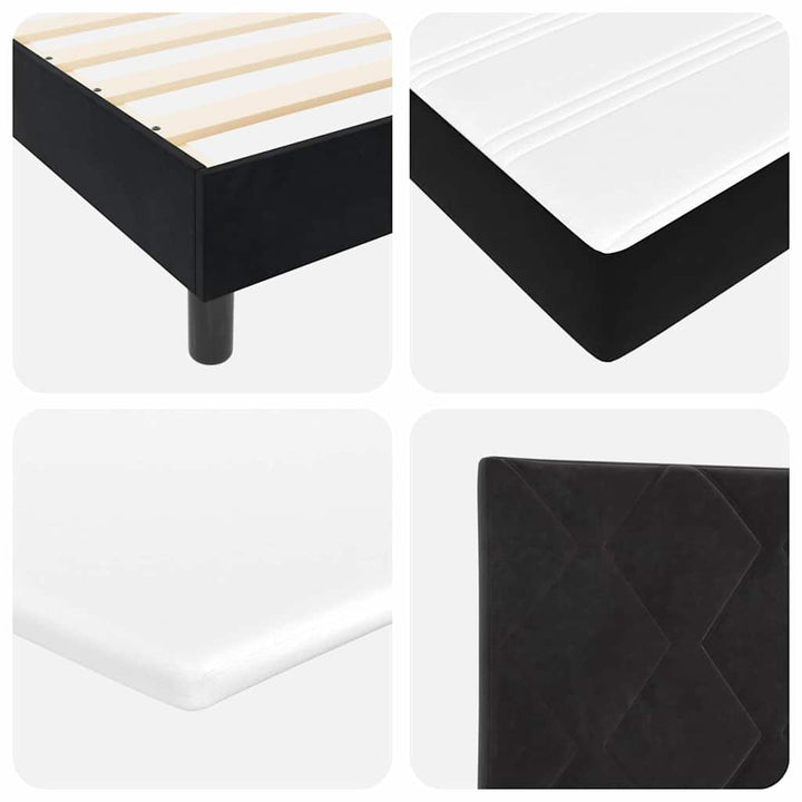 Box spring seng med hovedgærde Sort 200 x 140 cm Fløjl