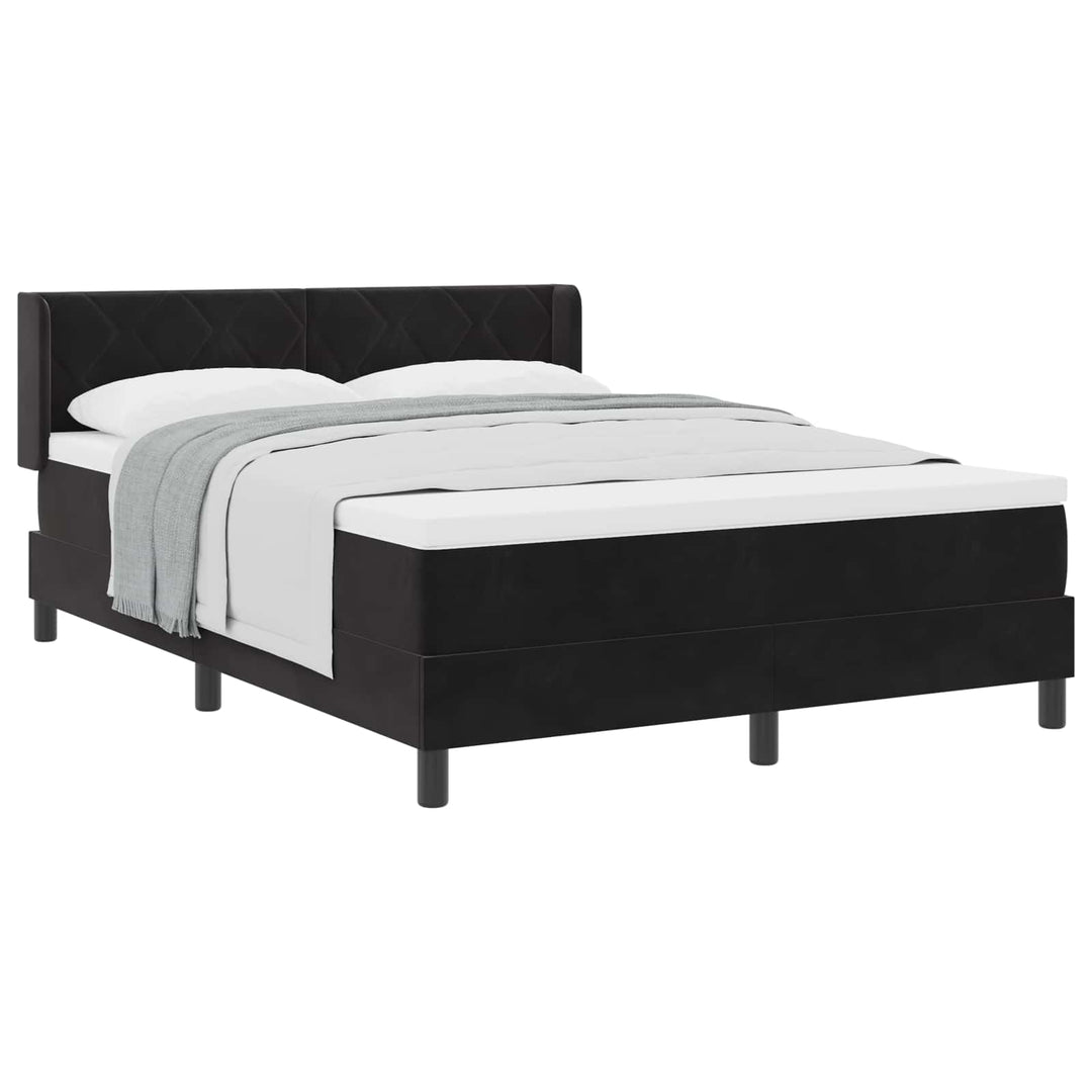Box spring seng med hovedgærde Sort 200 x 140 cm Fløjl