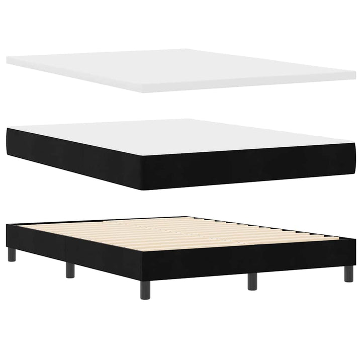 Box spring seng med hovedgærde Sort 200 x 140 cm Fløjl