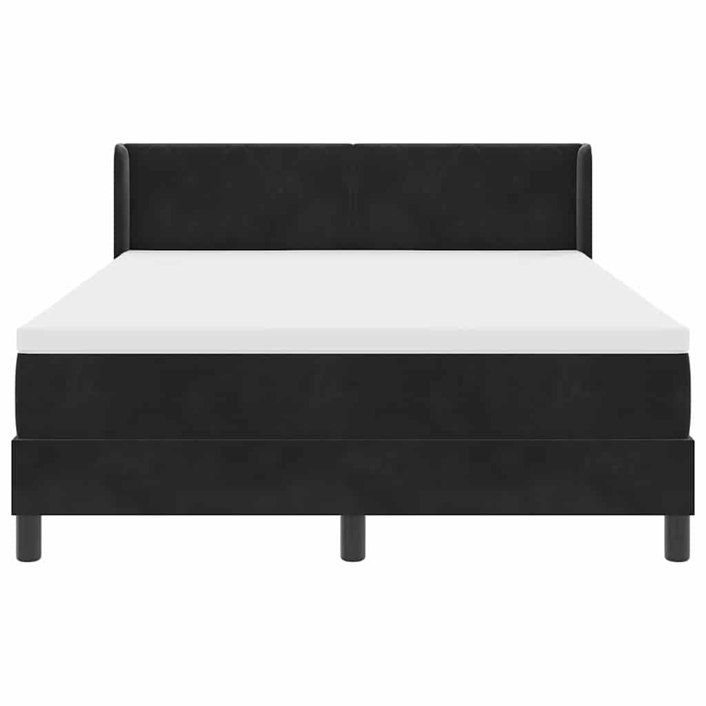 Box spring seng med hovedgærde Sort 200 x 140 cm Fløjl