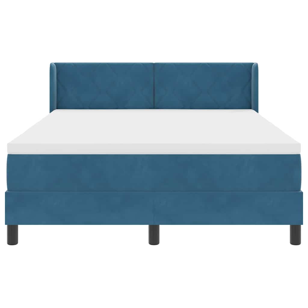 Box spring seng med hovedgærde Mørk blå 200 x 140 cm Fløjl