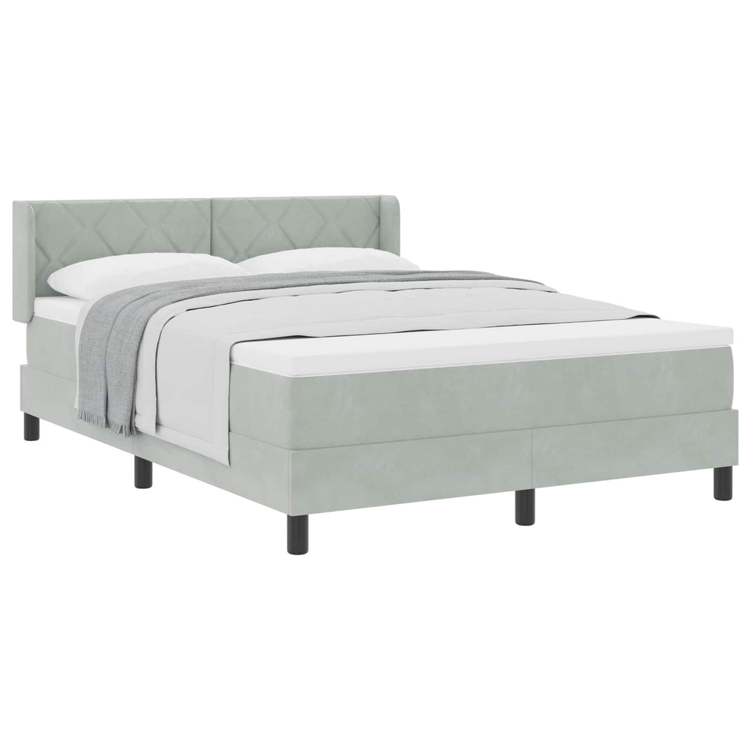 Box spring seng med hovedgærde Lysegrå 200 x 160 cm Fløjl