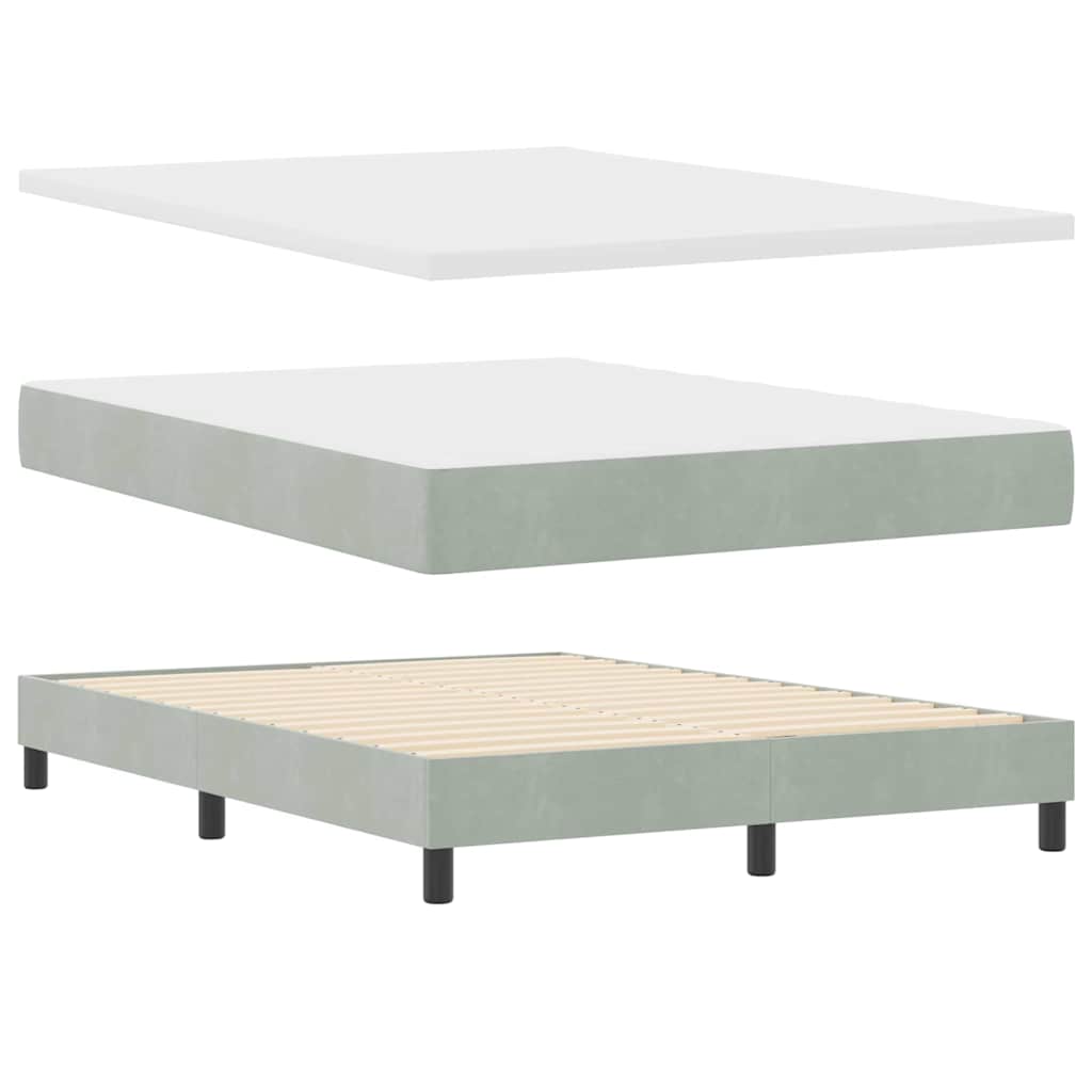 Box spring seng med hovedgærde Lysegrå 200 x 160 cm Fløjl