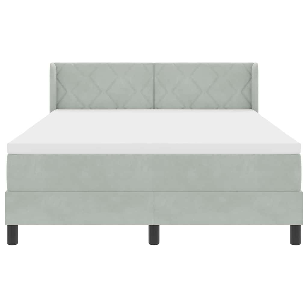 Box spring seng med hovedgærde Lysegrå 200 x 160 cm Fløjl
