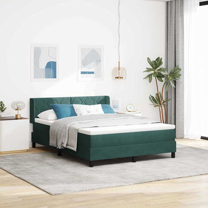 Box spring seng med hovedgærde Mørkegrøn 200 x 160 cm Fløjl
