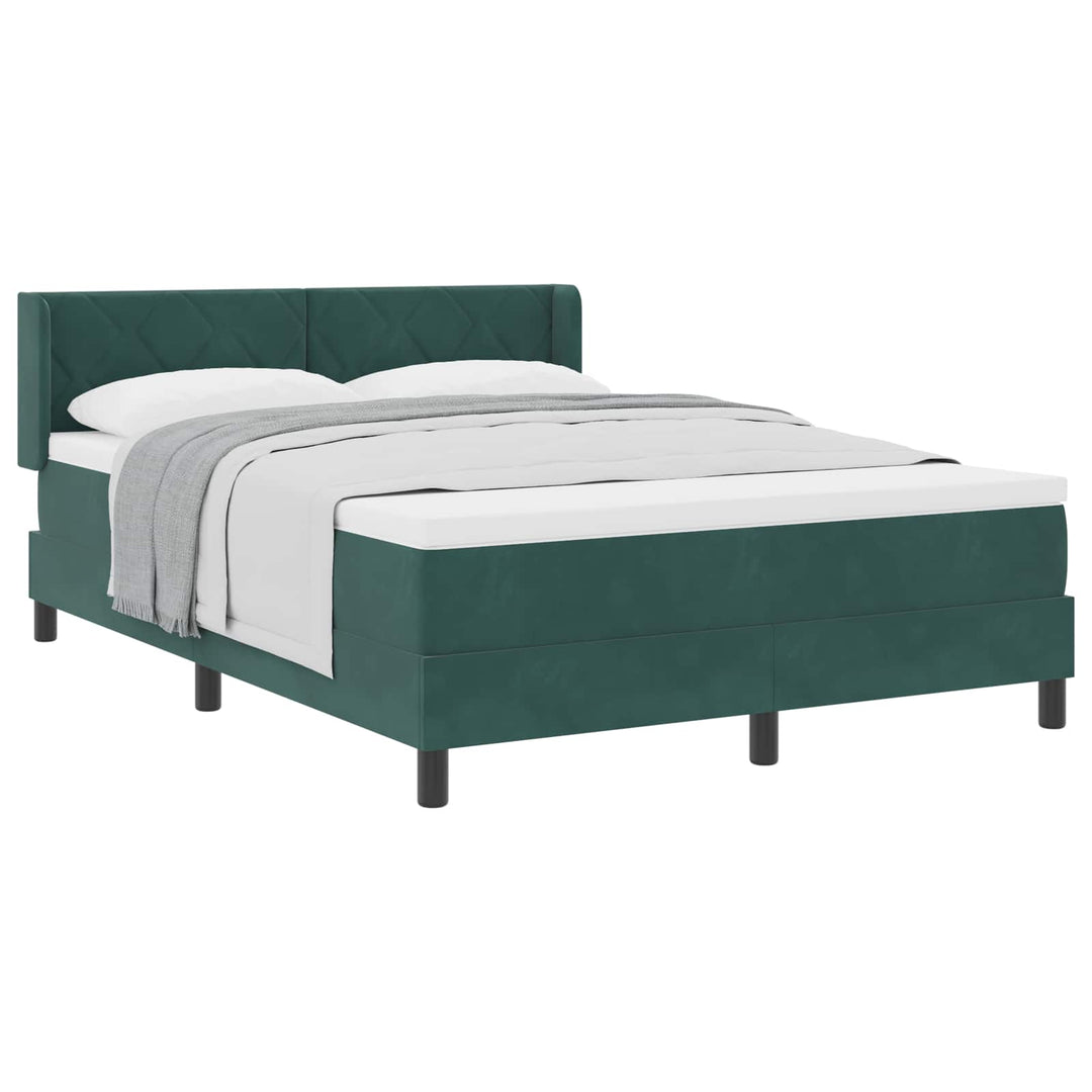 Box spring seng med hovedgærde Mørkegrøn 200 x 160 cm Fløjl