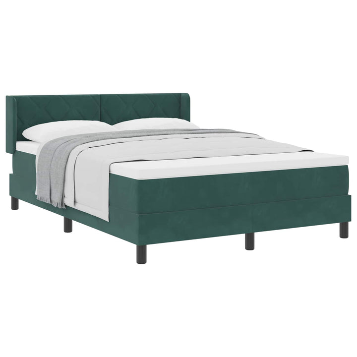 Box spring seng med hovedgærde Mørkegrøn 200 x 160 cm Fløjl