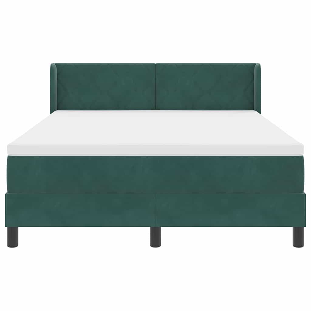 Box spring seng med hovedgærde Mørkegrøn 200 x 160 cm Fløjl