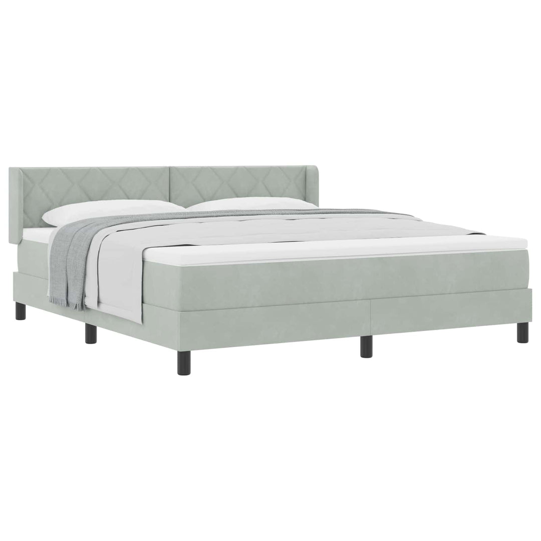 Box spring seng med hovedgærde Lysegrå 200 x 180 cm Fløjl