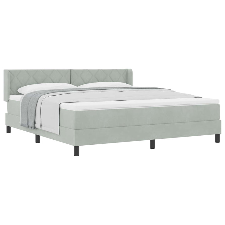 Box spring seng med hovedgærde Lysegrå 200 x 180 cm Fløjl