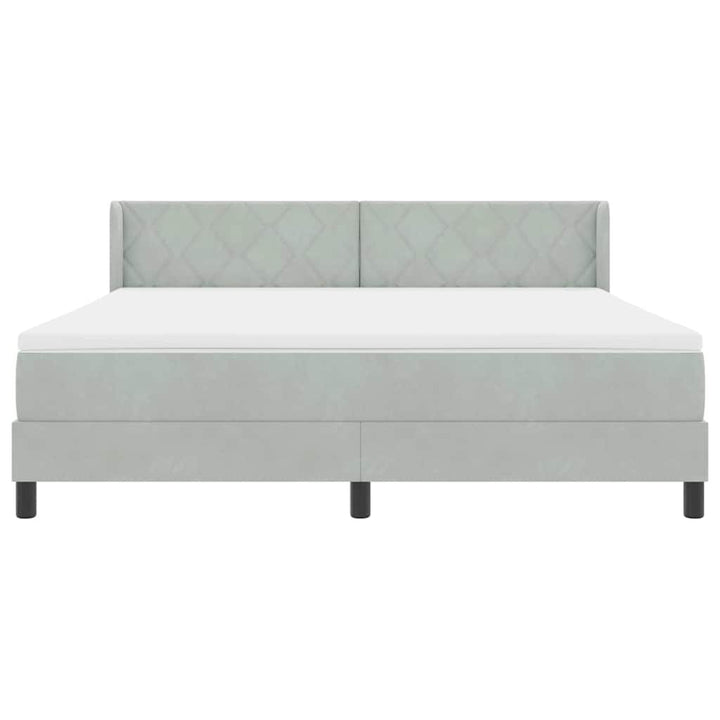 Box spring seng med hovedgærde Lysegrå 200 x 180 cm Fløjl