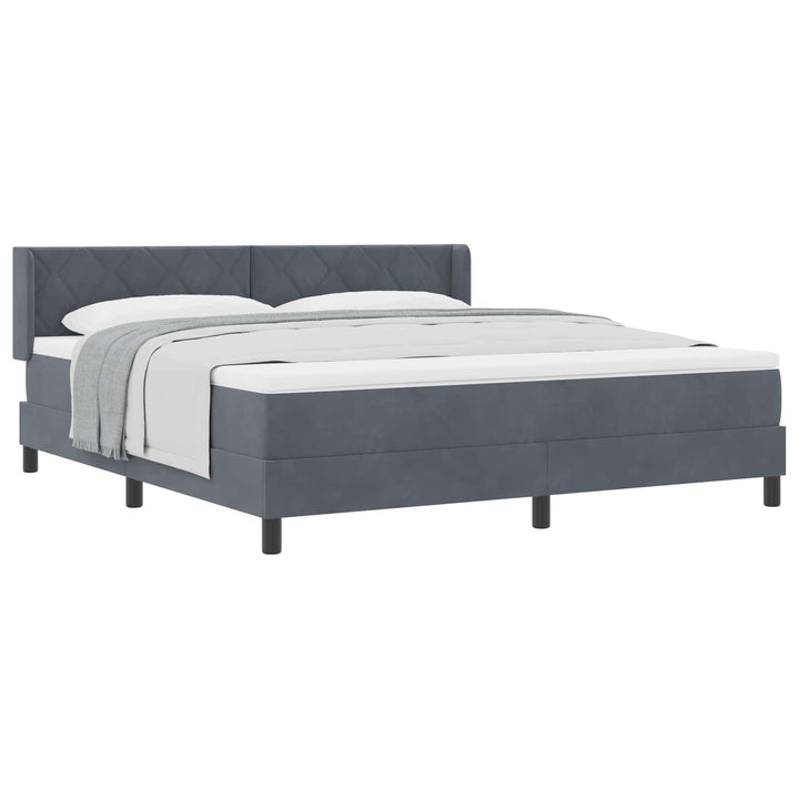 Box spring seng med hovedgærde Mørkegrå 200 x 180 cm Fløjl