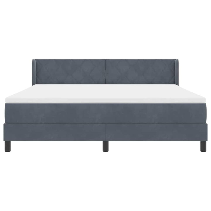 Box spring seng med hovedgærde Mørkegrå 200 x 180 cm Fløjl