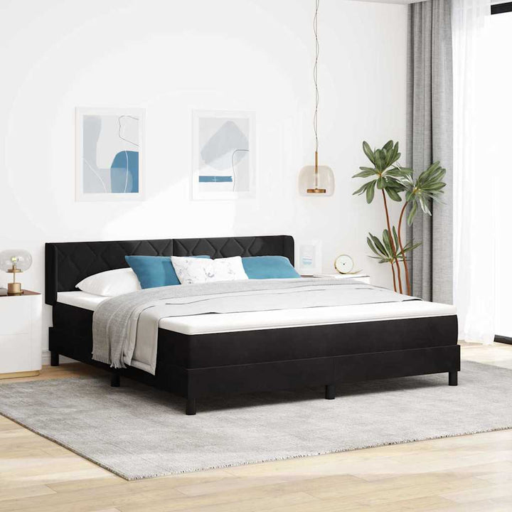 Box spring seng med hovedgærde Sort 200 x 180 cm Fløjl