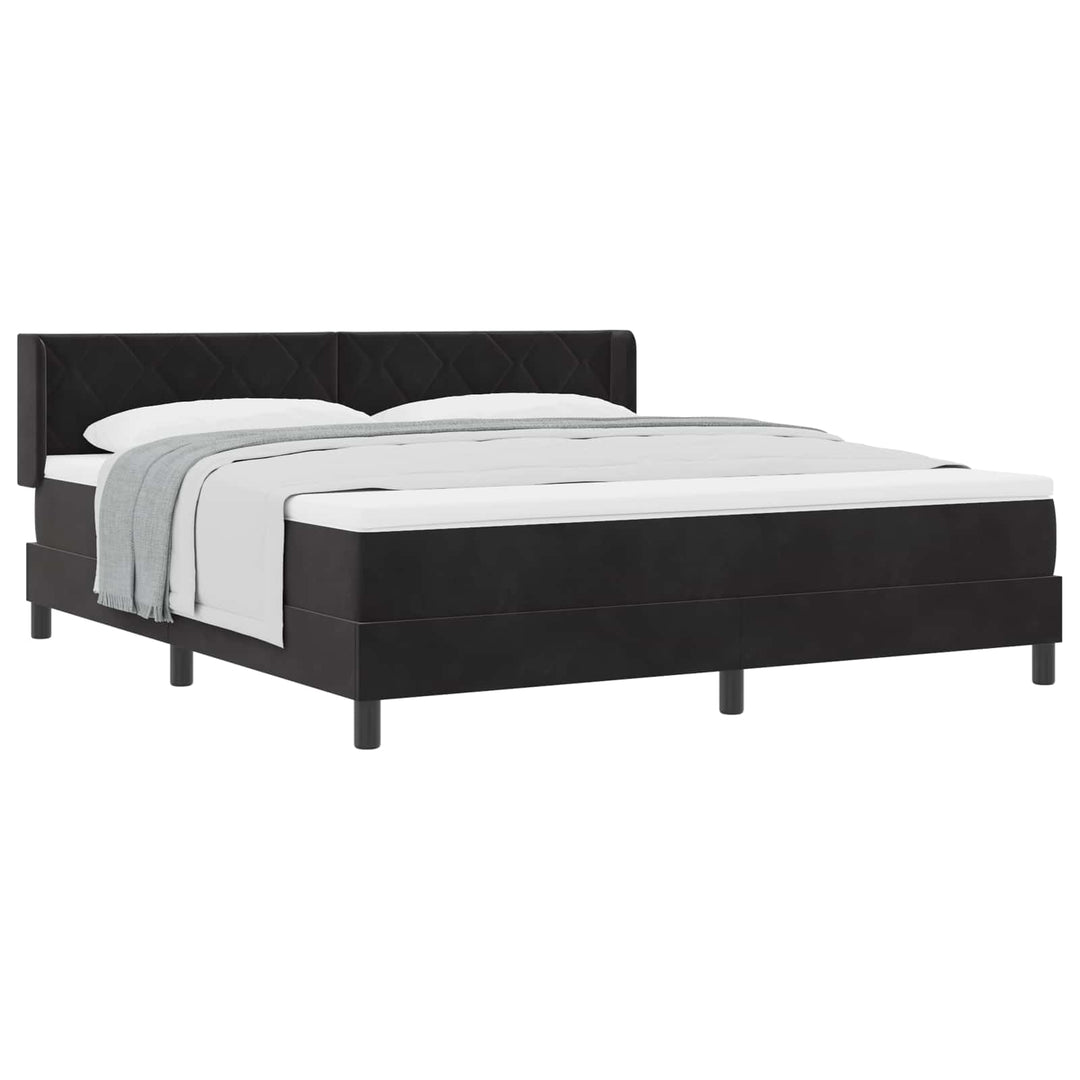 Box spring seng med hovedgærde Sort 200 x 180 cm Fløjl
