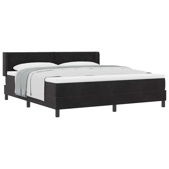 Box spring seng med hovedgærde Sort 200 x 180 cm Fløjl