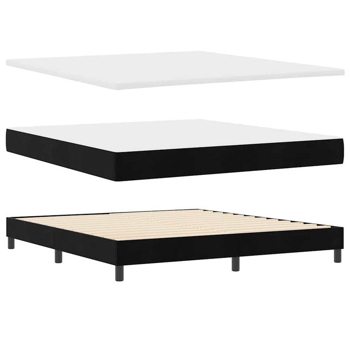 Box spring seng med hovedgærde Sort 200 x 180 cm Fløjl